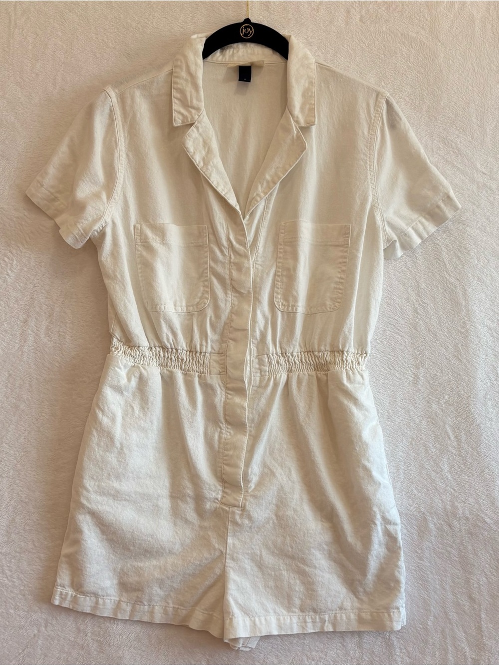 🤍 Universal Thread Linen Blend Utility Romper – Women's Medium – White